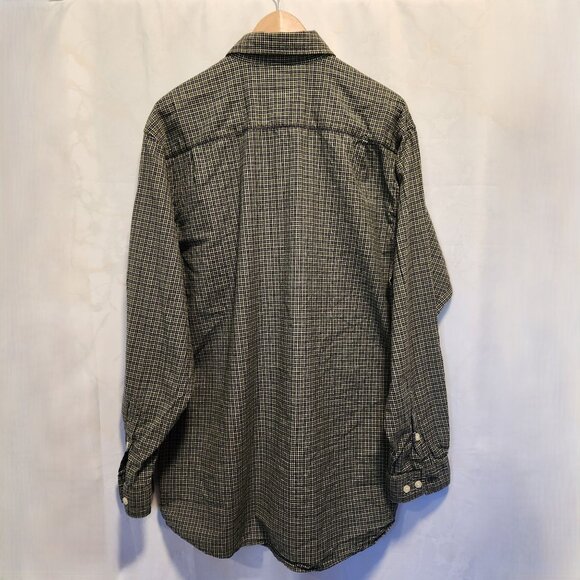 Carhartt Long Sleeve Button Up Shirt Men's LG Blue Green Pin Check Plaid Camping - Picture 3 of 9
